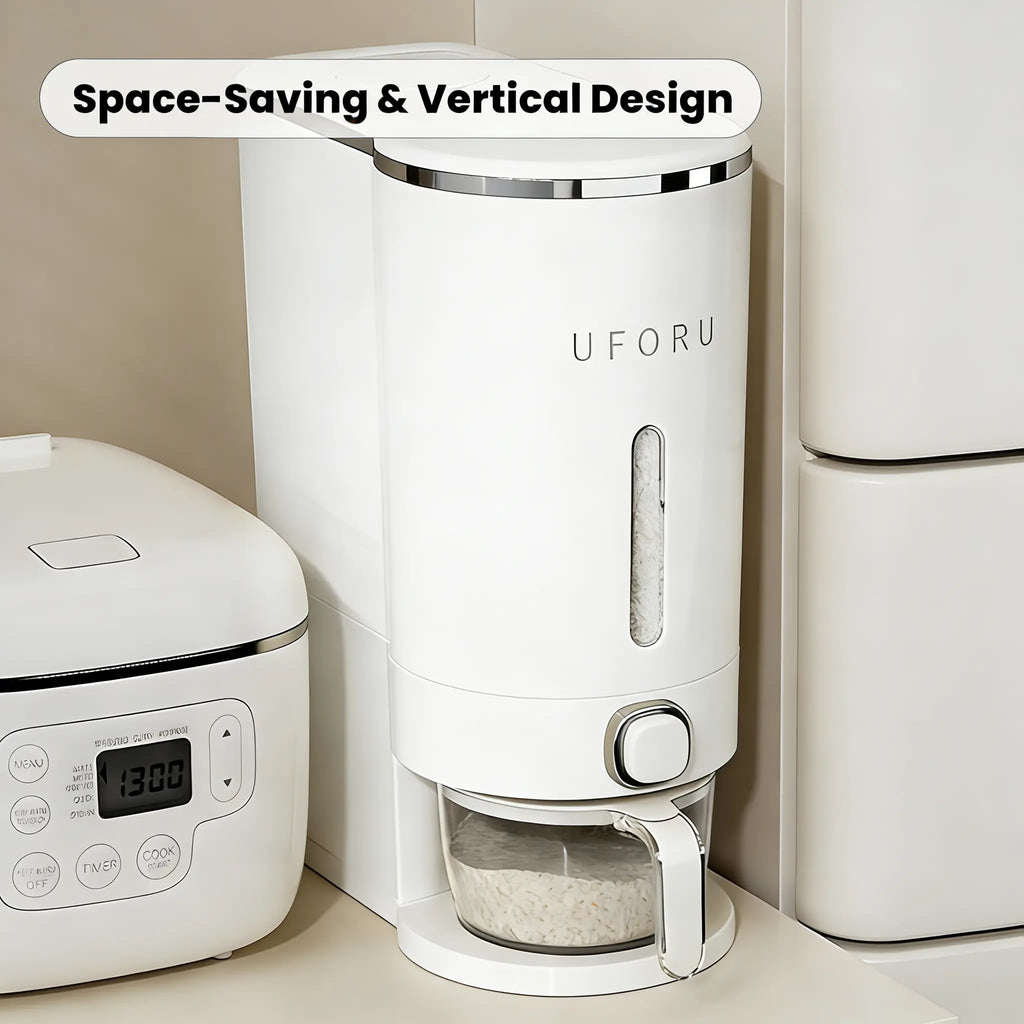UFORU insect-proof airtight Rice Dispenser with Measuring Cups - Moisture-Resistant Plastic, Airtight Grain Storage Container for Soybeans, Corn & Cereals,pet food,cat food,dog food,suitable for kitchen and food storage room