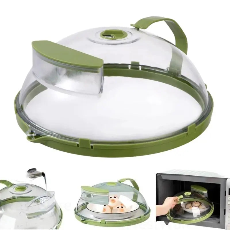 UFORU Microwave Splatter Cover with Water Steamer, 10 inch Clear Microwave Plate Cover Lid for Food, Kitchen Gadgets Accessories for Microwave Oven Kitchenware Utensils