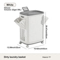 UFORU Laundry Basket with Wheels, White & Gray, Ventilated & Odor-Resistant, Portable Rolling Storage with Lid, Size Details in SKU Images, Assembly Guide in Main Image & Description