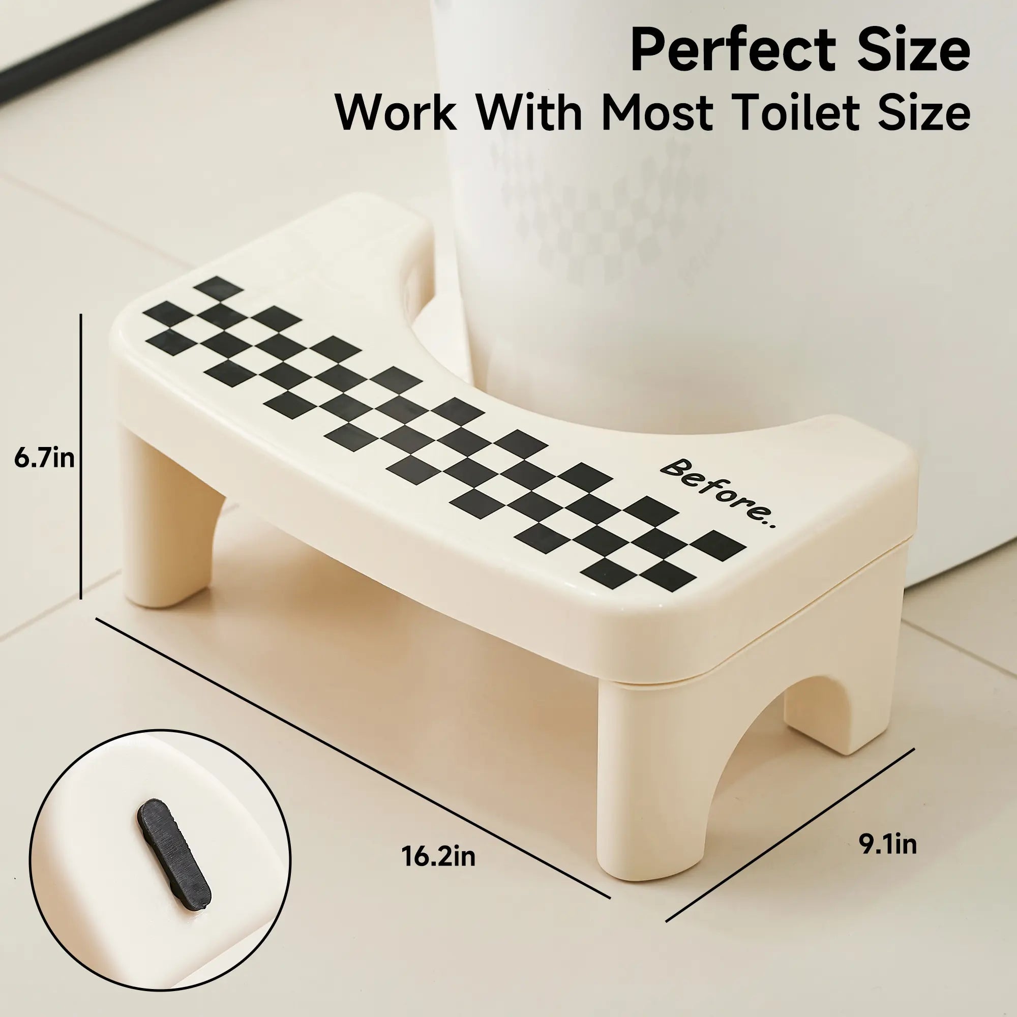 UFORU Adult Bathroom Toilet Stool, 1 Plastic Portable Footstool, Bathroom Non-slip Toilet Auxiliary Step Stool FathersDayGift