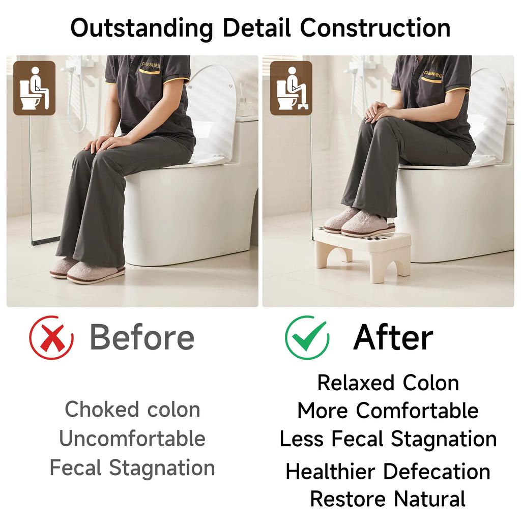 UFORU Adult Bathroom Toilet Stool, 1 Plastic Portable Footstool, Bathroom Non-slip Toilet Auxiliary Step Stool FathersDayGift