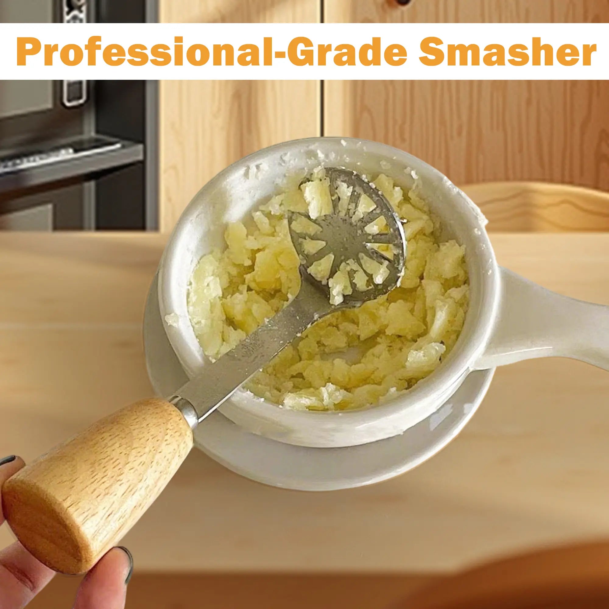 2 Count High Performance Mini Masher Set for Potatoes Avocados and Beans Stainless Steel Wood Handle