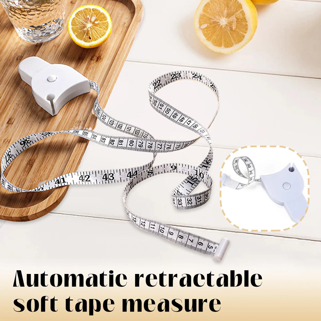Body Measuring Tape 60 Inch, White,3D Automatic Lock for Accurate Waist/Hip Measurements
