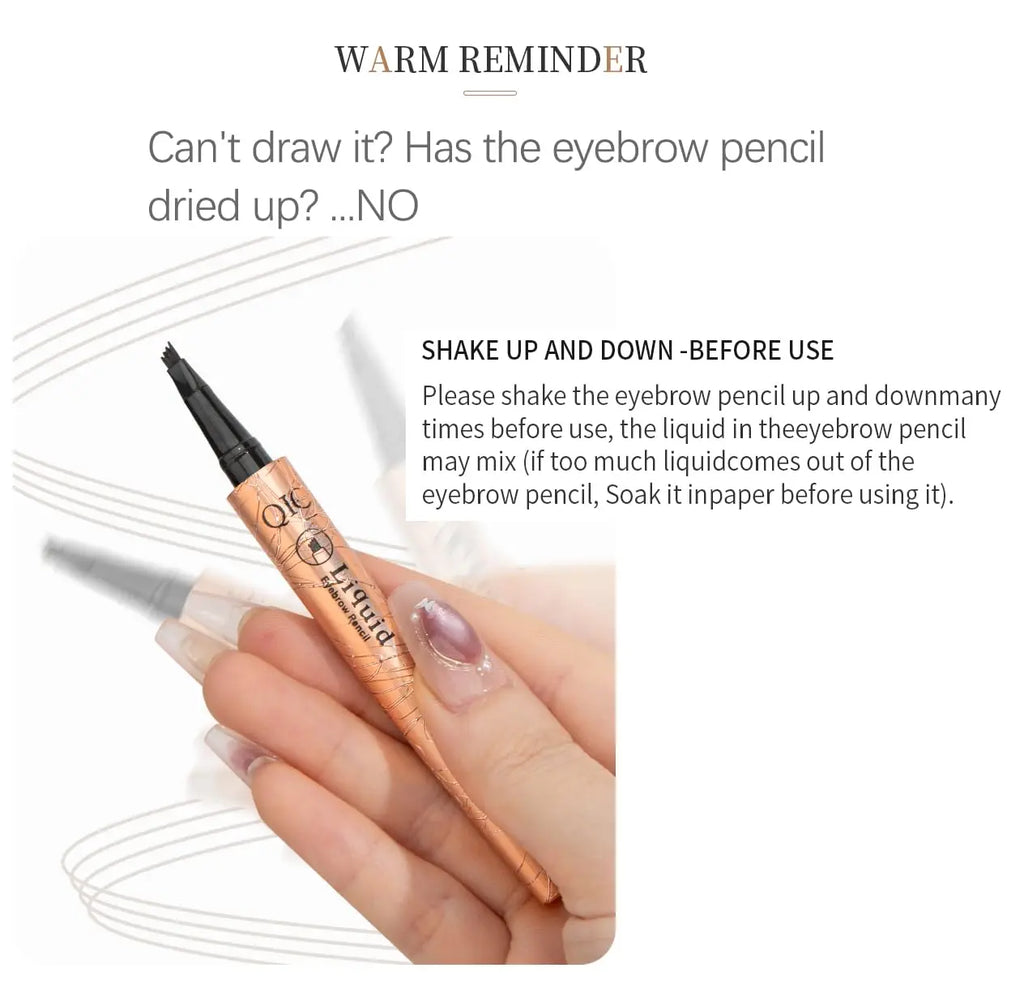 Eyebrow Pen, Contouring Pen Fine Stroke 3D Waterproof Microblading Eyebrow Pencil with 4-Fork-Tip Create Natural Hair-Like Brows Stay on All Day