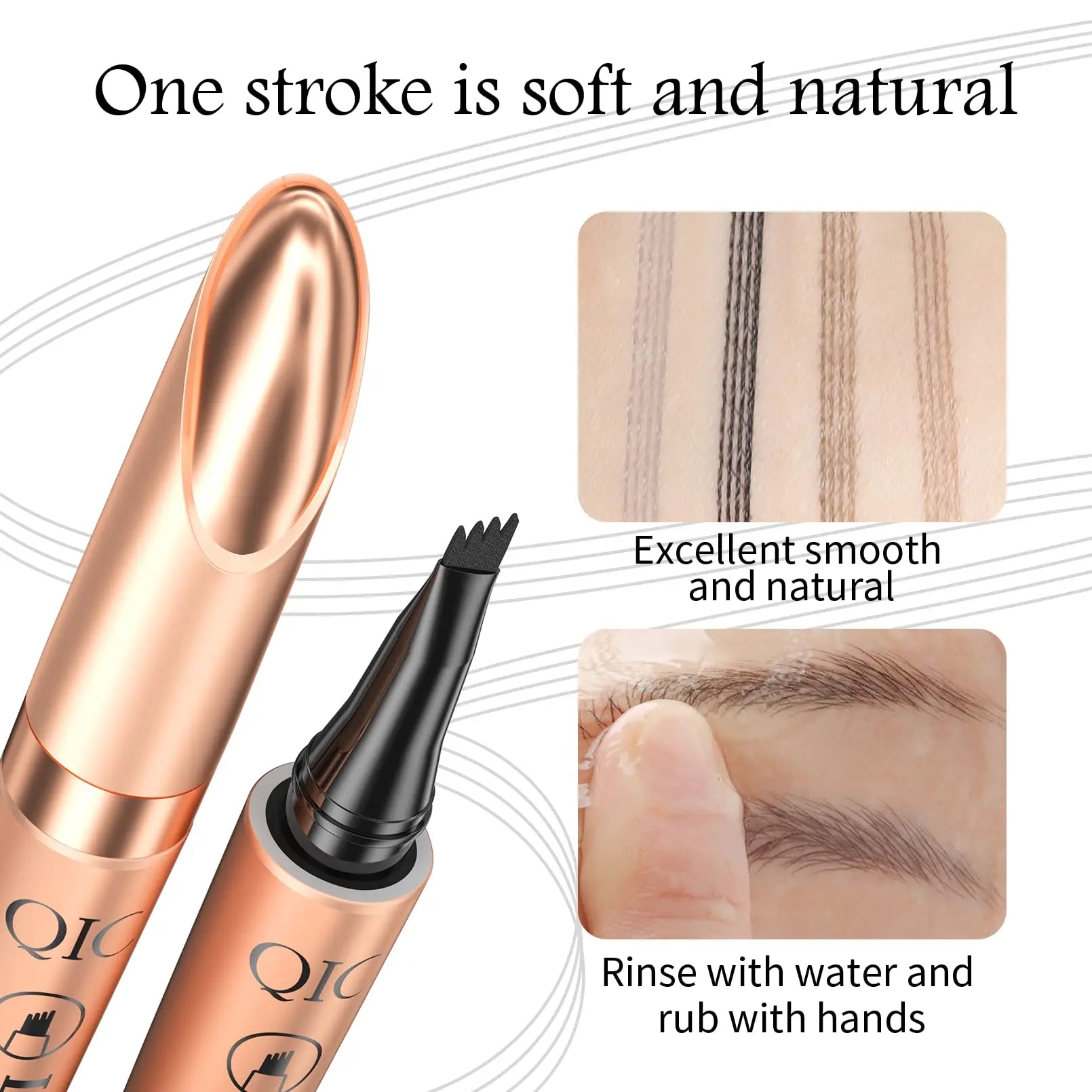 Eyebrow Pen, Contouring Pen Fine Stroke 3D Waterproof Microblading Eyebrow Pencil with 4-Fork-Tip Create Natural Hair-Like Brows Stay on All Day